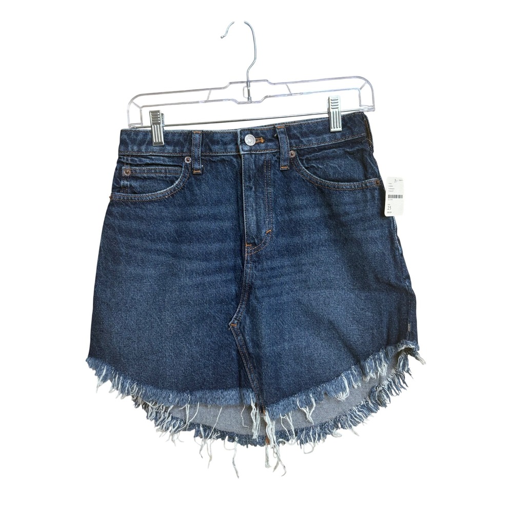 NWT Free People We The Free Dark Wash Denim Mini Skirt Size 25 OB1006434